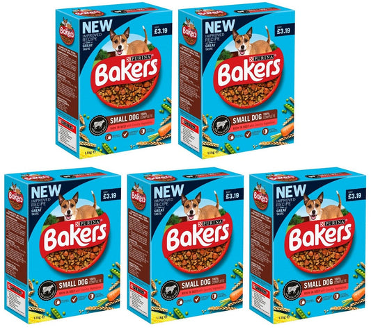 5 x Bakers Small Dog With Tasty Beef & Country Vegetables 1.1Kg