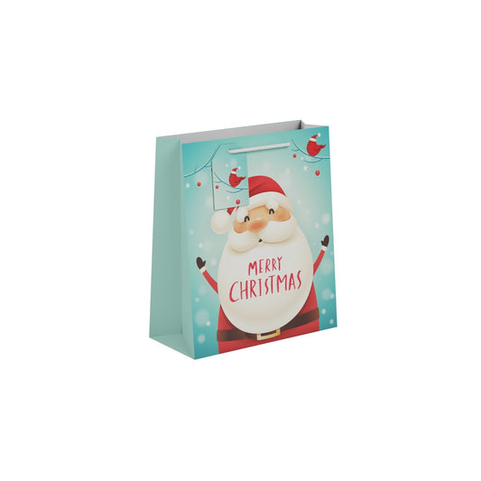 Cute Santa Gift Bag (Medium  light blue)