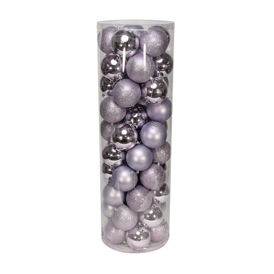 48 Lilac Baubles in Matt  Shiny &amp; Glitter Finish (10cm)