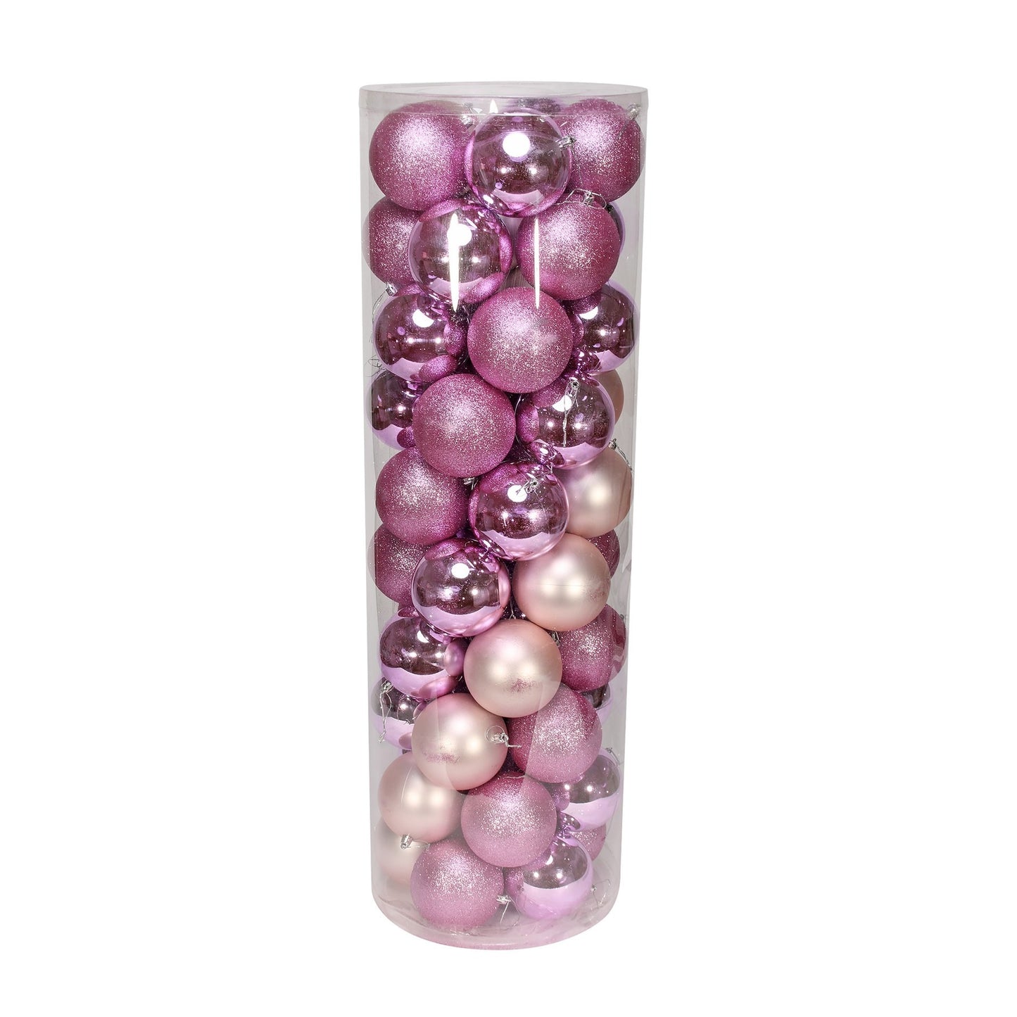 48 Pink Baubles in Matt  Shiny &amp; Glitter Finish (10cm)