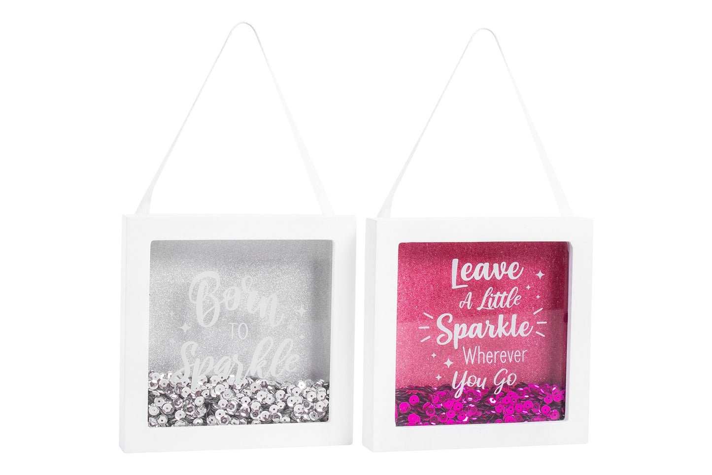 Quote &amp; Glitter Box Frame (2 Assorted)