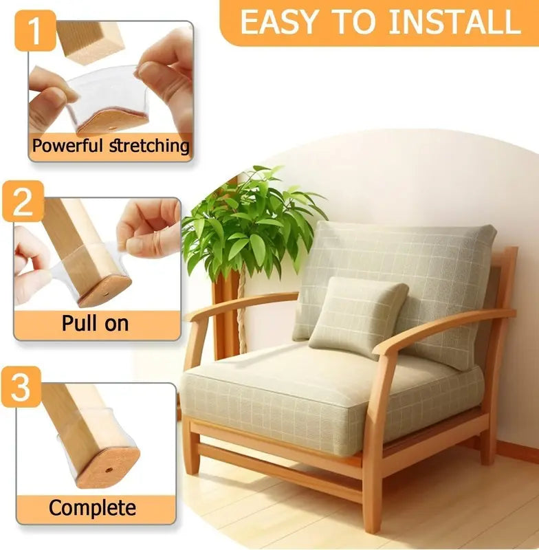 Silicone Chair Leg Protectors Floor Caps 20PCS Square Fit 40-55mm XL