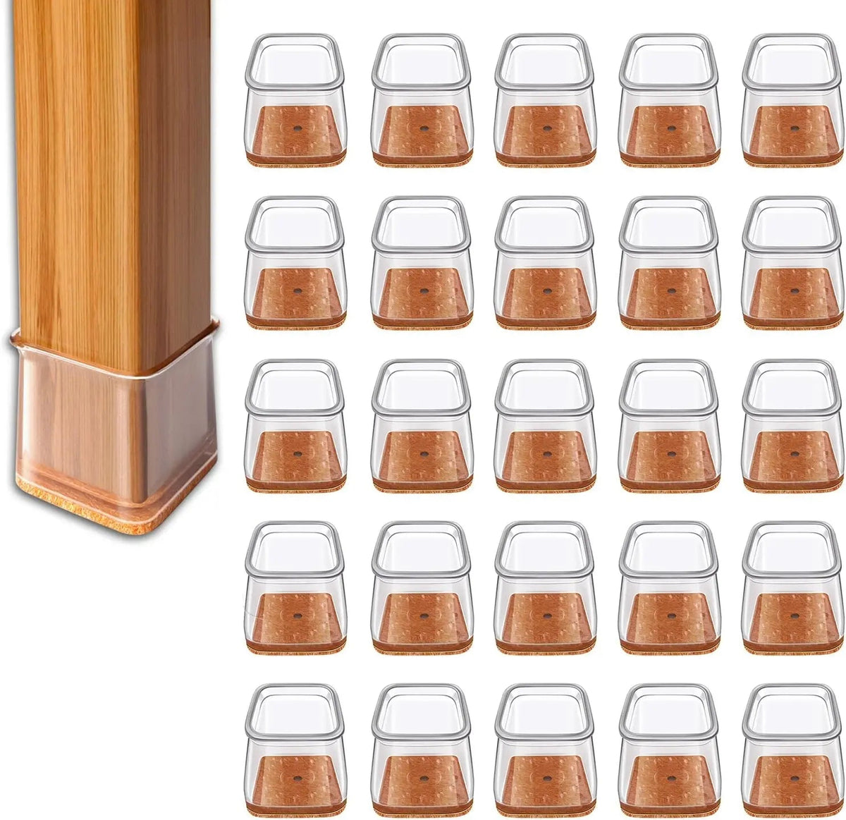 Silicone Chair Leg Protectors Floor Caps 20PCS Square Fit 40-55mm XL