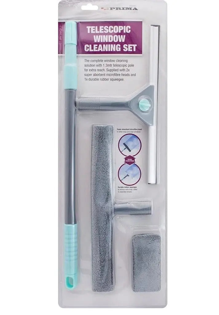 Window Cleaning Kit Telescopic Squeegee Mop Wash Wipe Tool Set Extension Pole