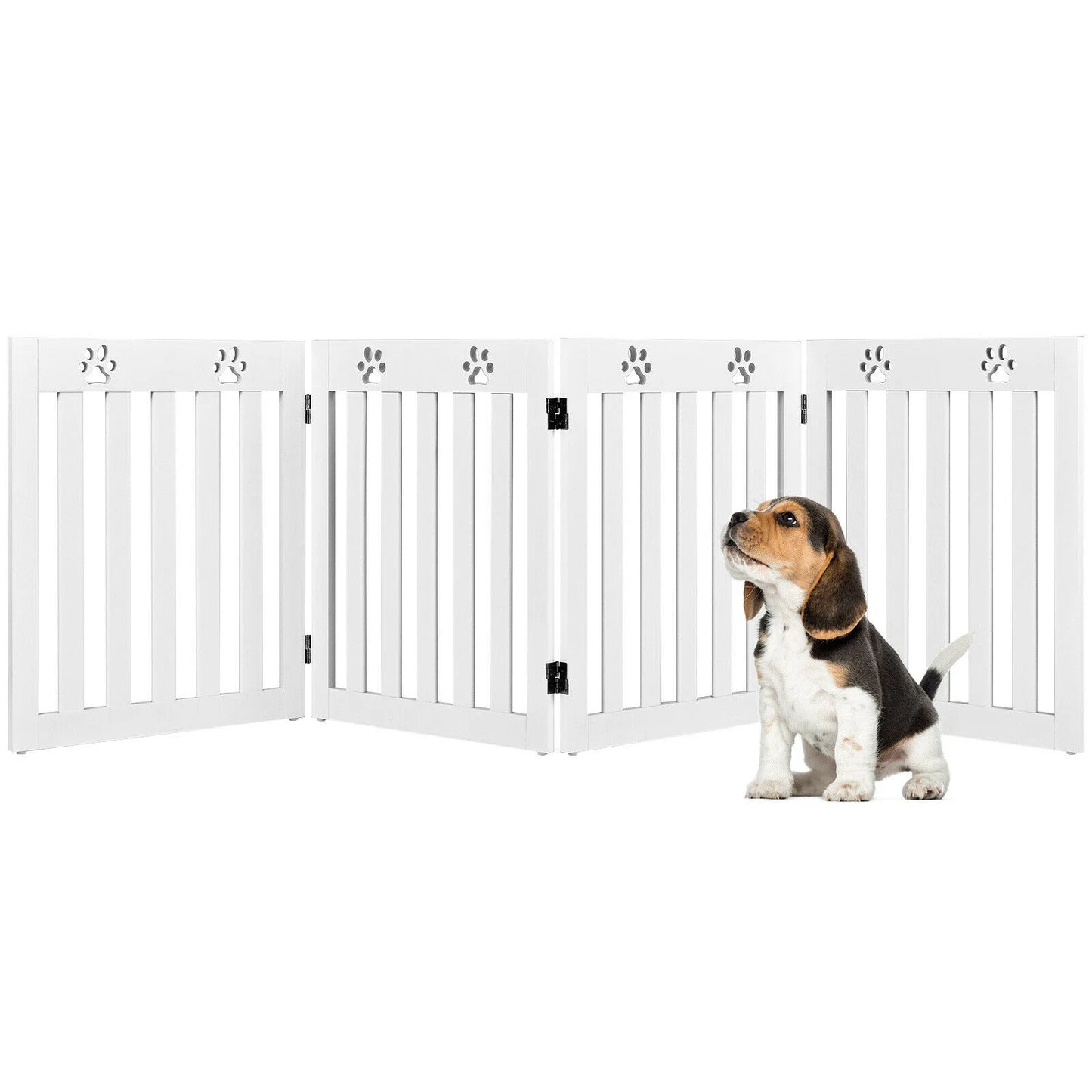 4 Panels Folding Pet Gate-Brown