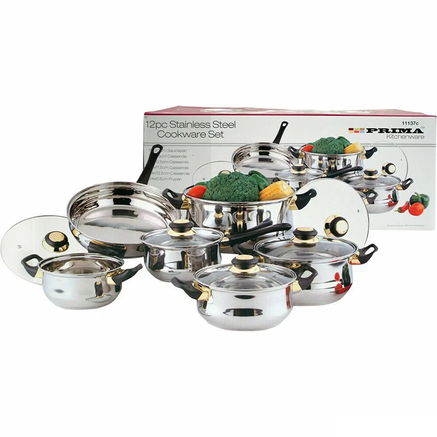 Stainless Steel Cookware Set 12 Piece Silver Durable Kitchen Pots And Pans