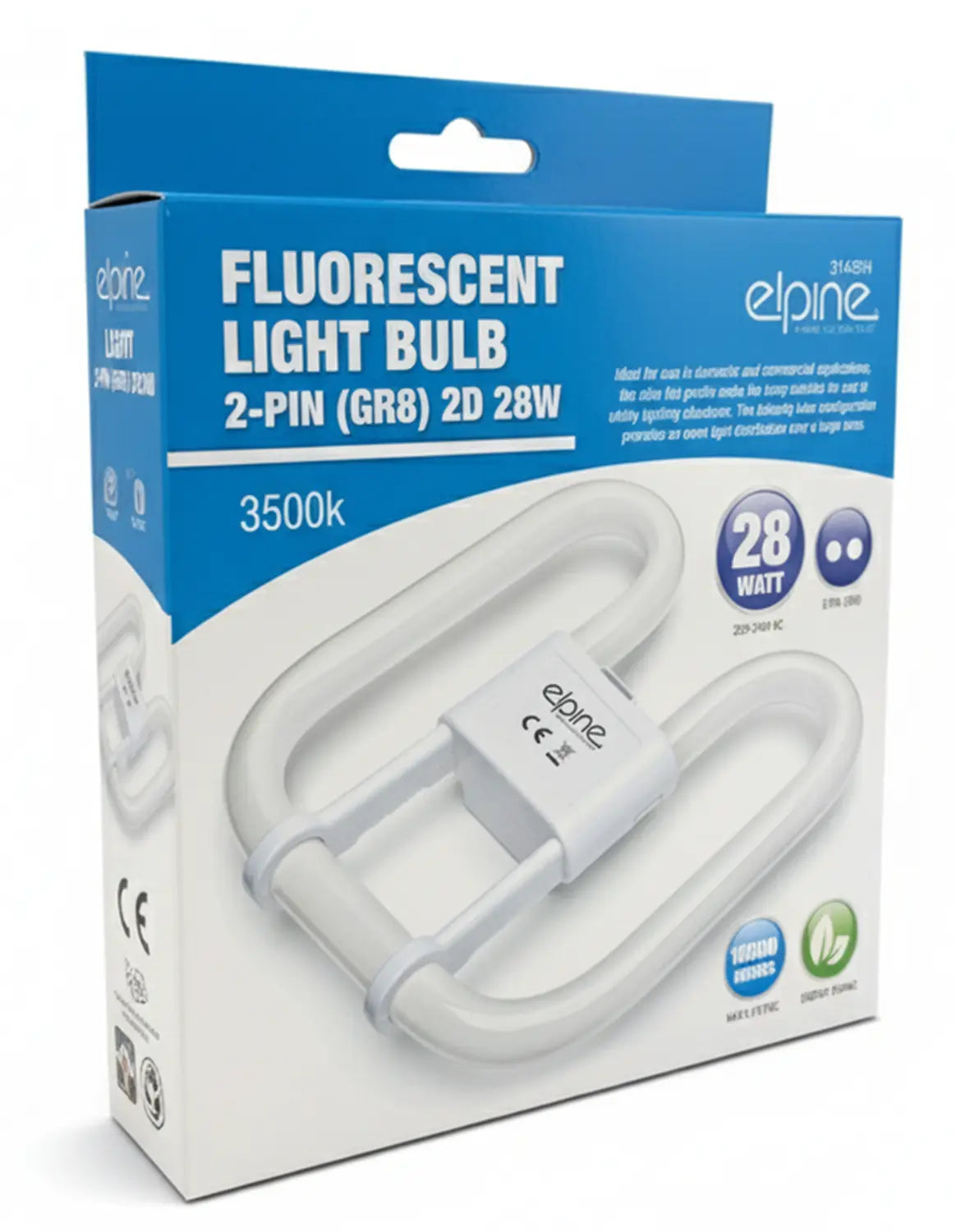 2D Fluorescent Light Bulb 28W 2 Pin Energy Saving Lamp Replacement Tube GR8