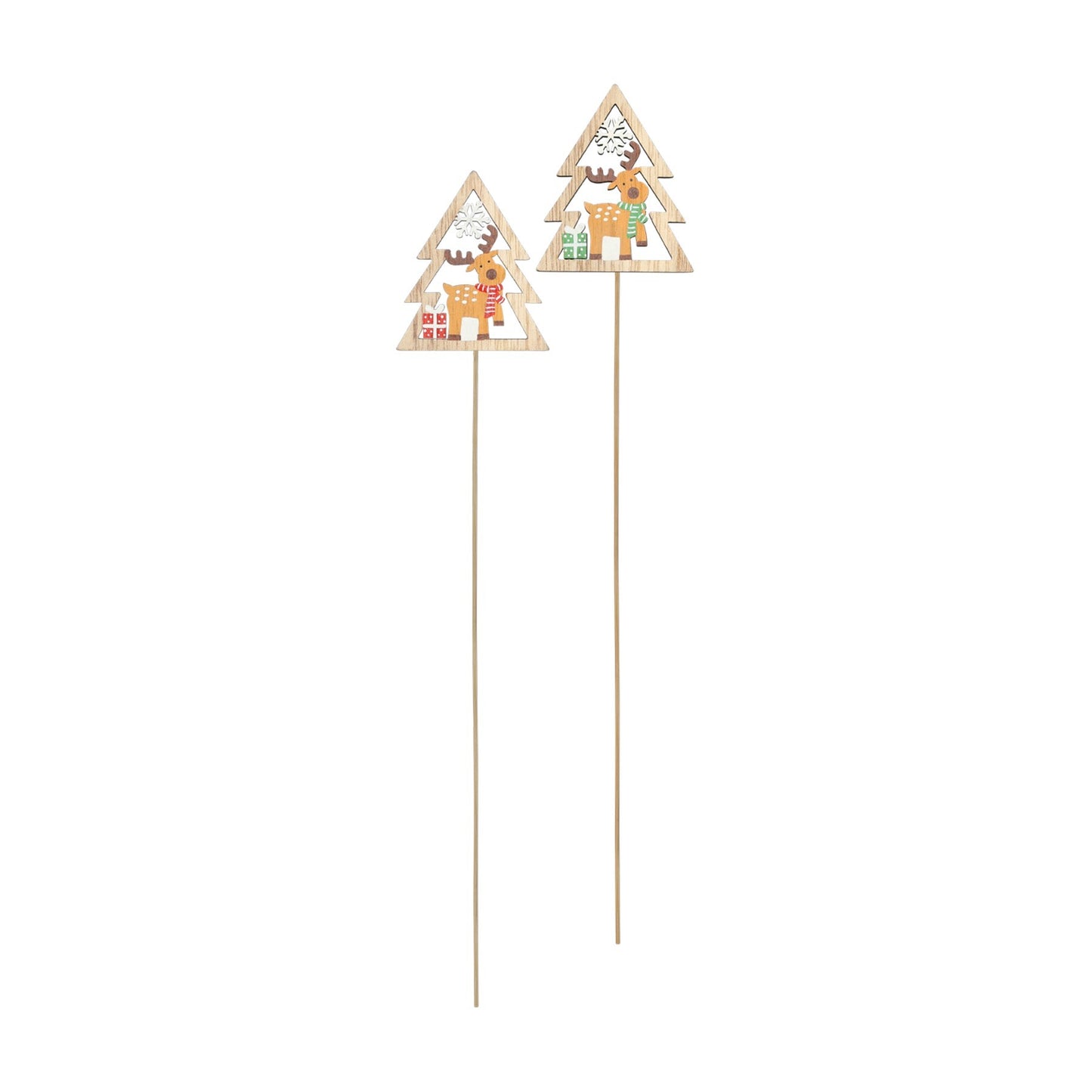 Christmas Tree &amp; Reindeer Wooden Pick (pack of 10)