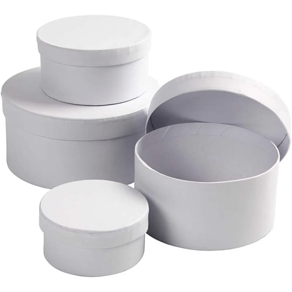 White Round Boxes (Pack of 4)