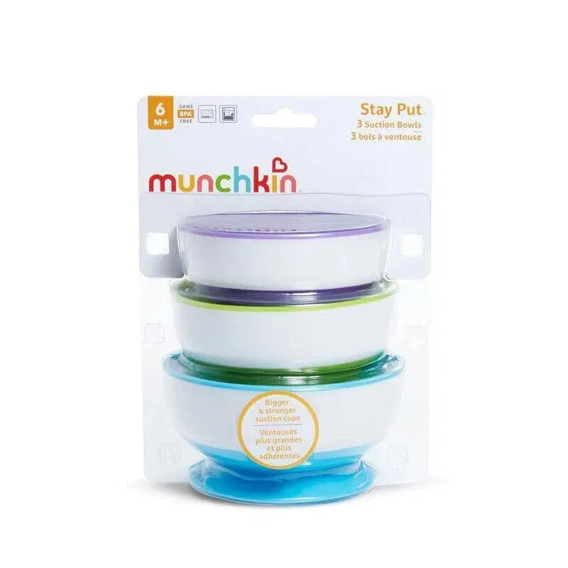Munchkin Stay-Put Suction Bowls 3 Pack | Baby Feeding Bowls 6 Months+