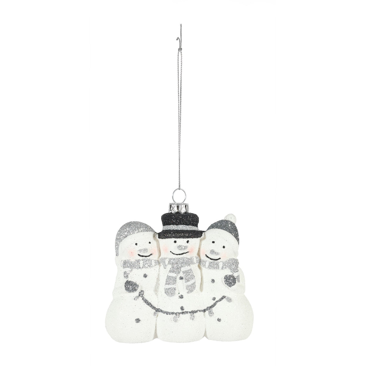 White and Silver Snowman with String Lights (9.5cm)