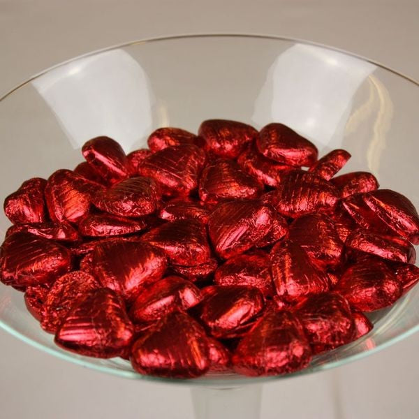 Red Foiled Dark Chocolate Hearts (1kg)