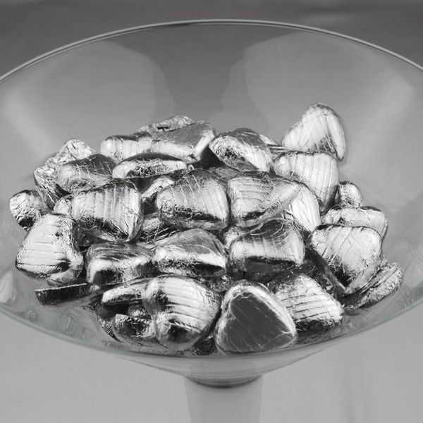 Silver Foiled Dark Chocolate Hearts (1kg)