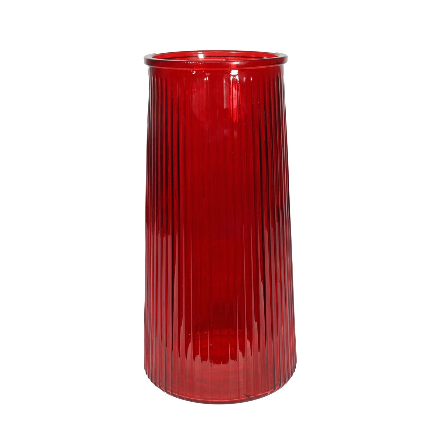 Red Tall Ribbed GraduatedÂ Glass Vase (32cm)Â 