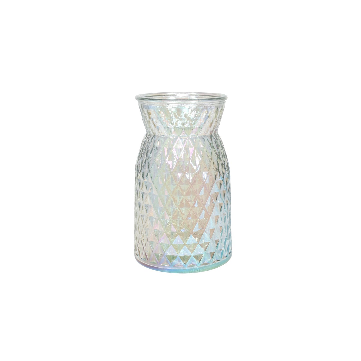 Meadow Flower Vase with Diamond Embossed Pattern &amp; IridescentÂ Finish (18cm)