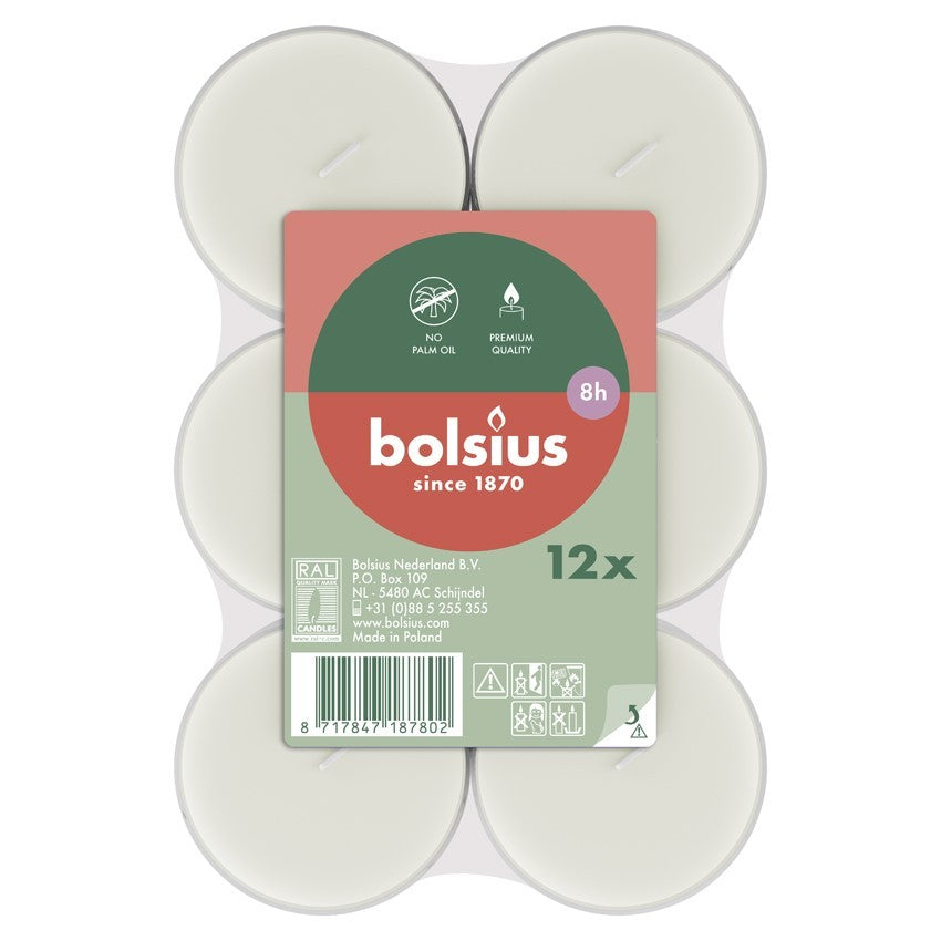 Bolsius Clear Cup Maxi Light- White (12 Pack)