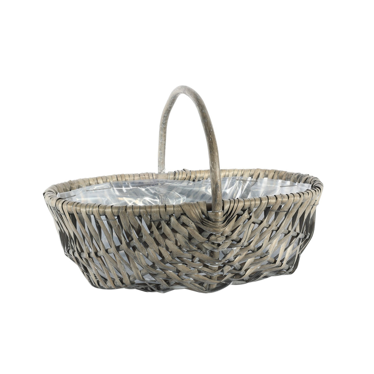 Grey Oval Split Willow Basket Handle and Liner (37cm)
