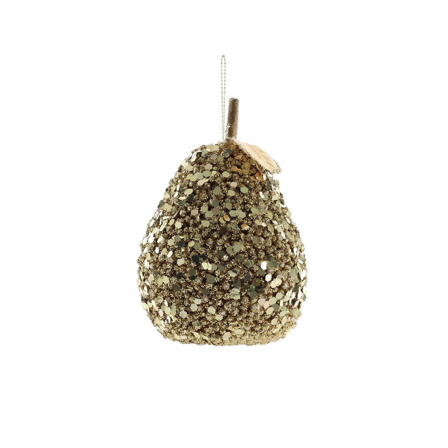 Gold Glittered Hanging Pear (80mm)