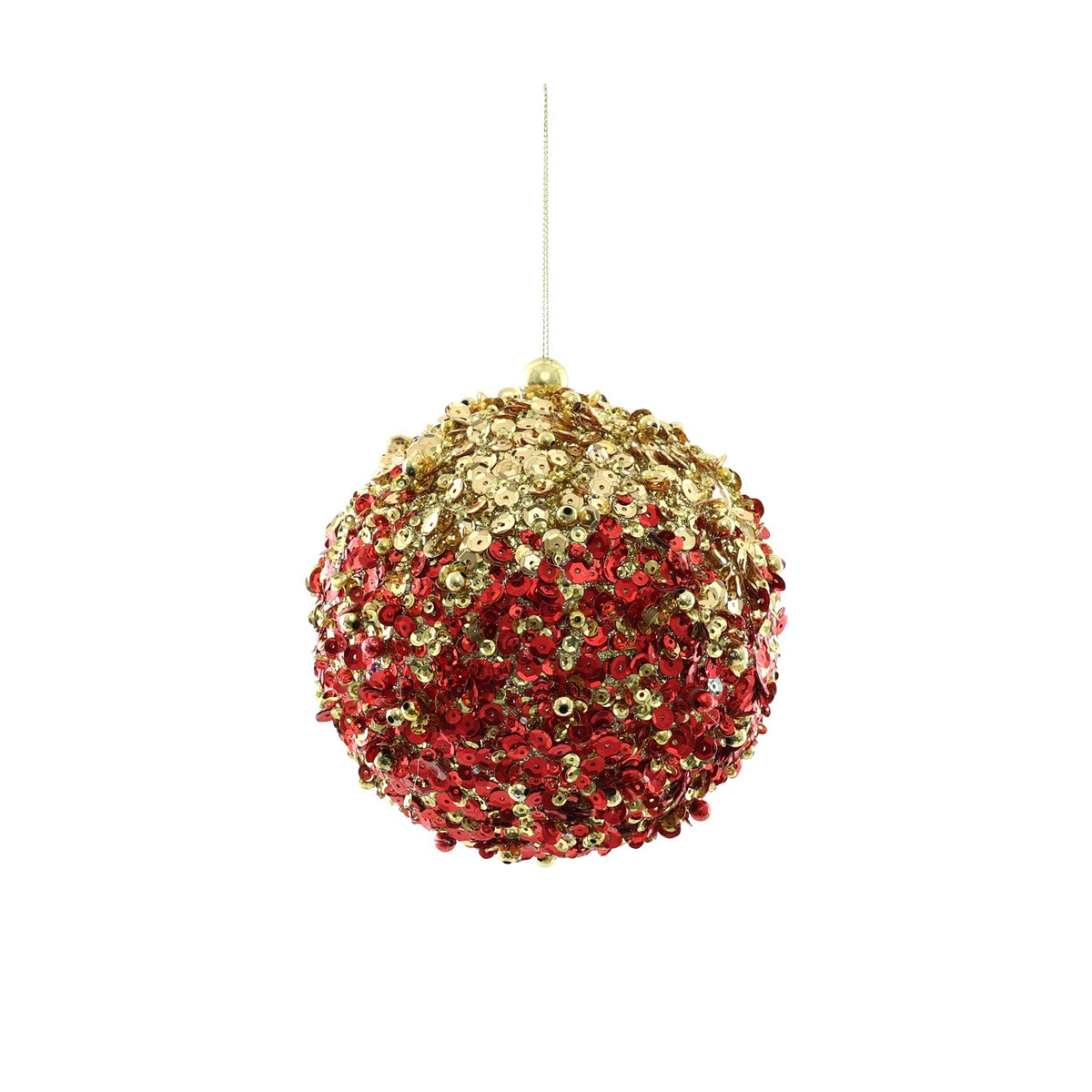 Sequin Encrusted Hanging Decoration - Red &amp; Gold (12cm)