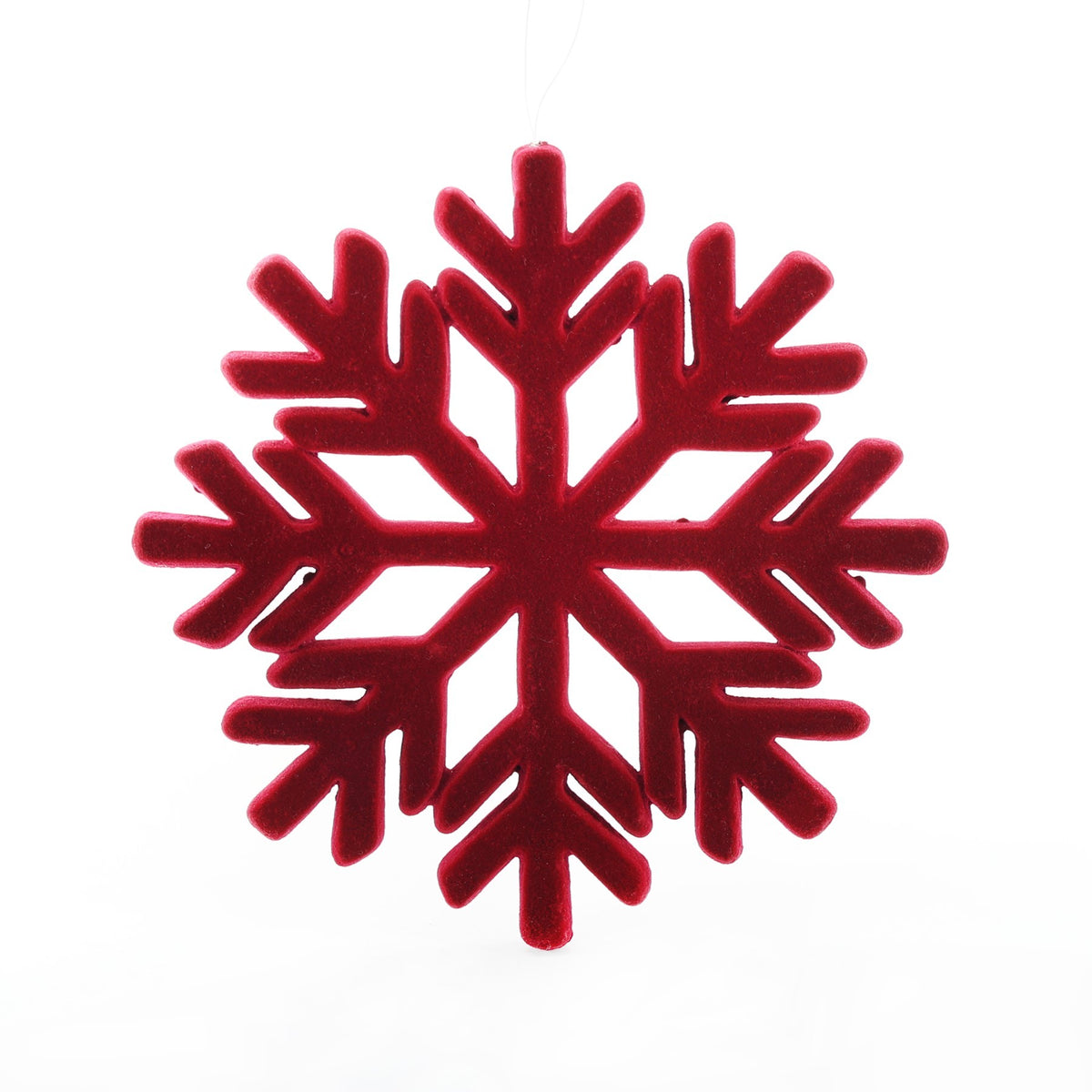 Flocked Snowflake Hanging Decoration - Burgundy  (22cm)