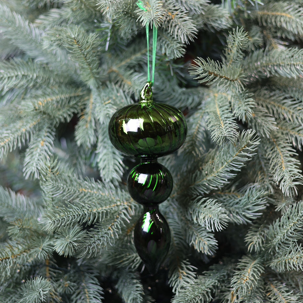 Green Glass Trio Finial (22cm)