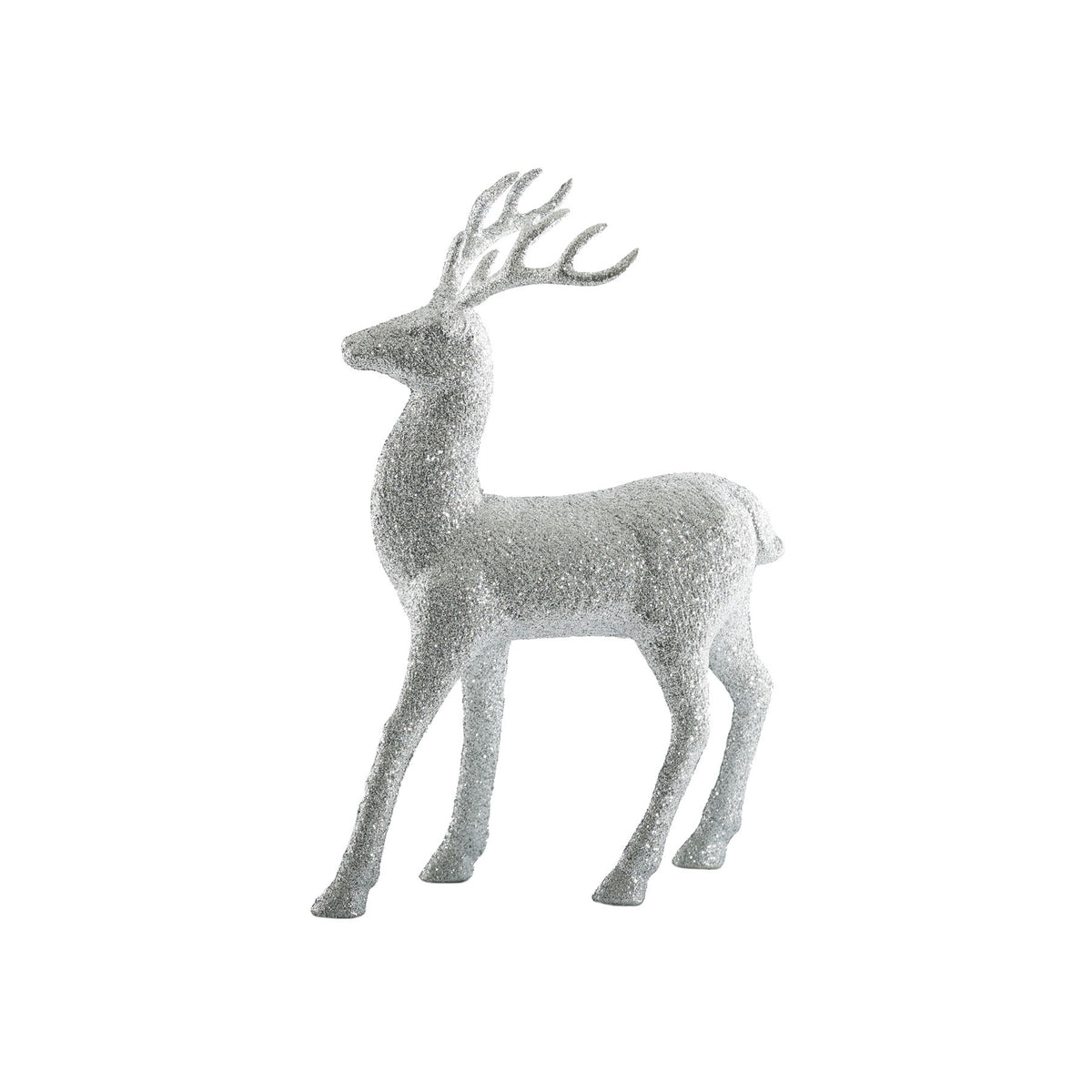 Glitter Standing Reindeer - Silver (32cm)