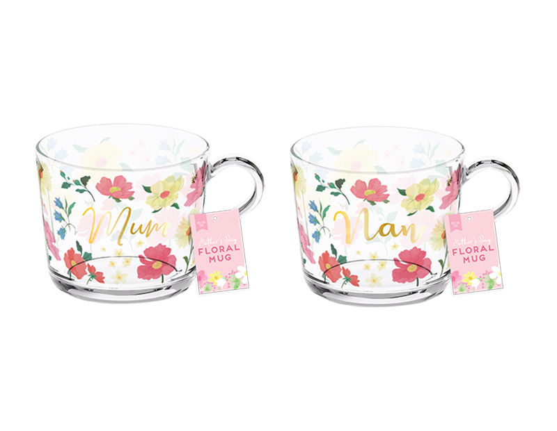 Assorted Mothers Day Floral Glass Mug