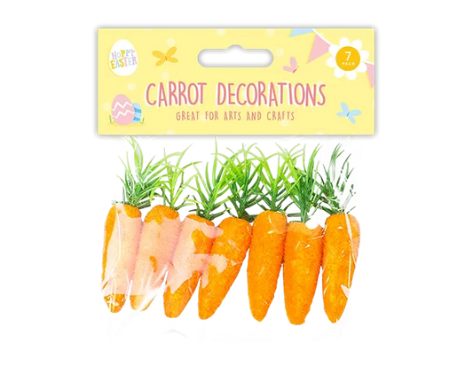 Pack of 7 Easter Bonnet Carrot Decorations