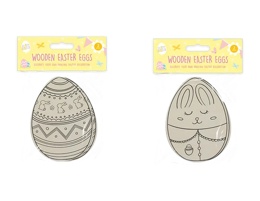 Pack of 2 Wooden Hanging Easter Eggs