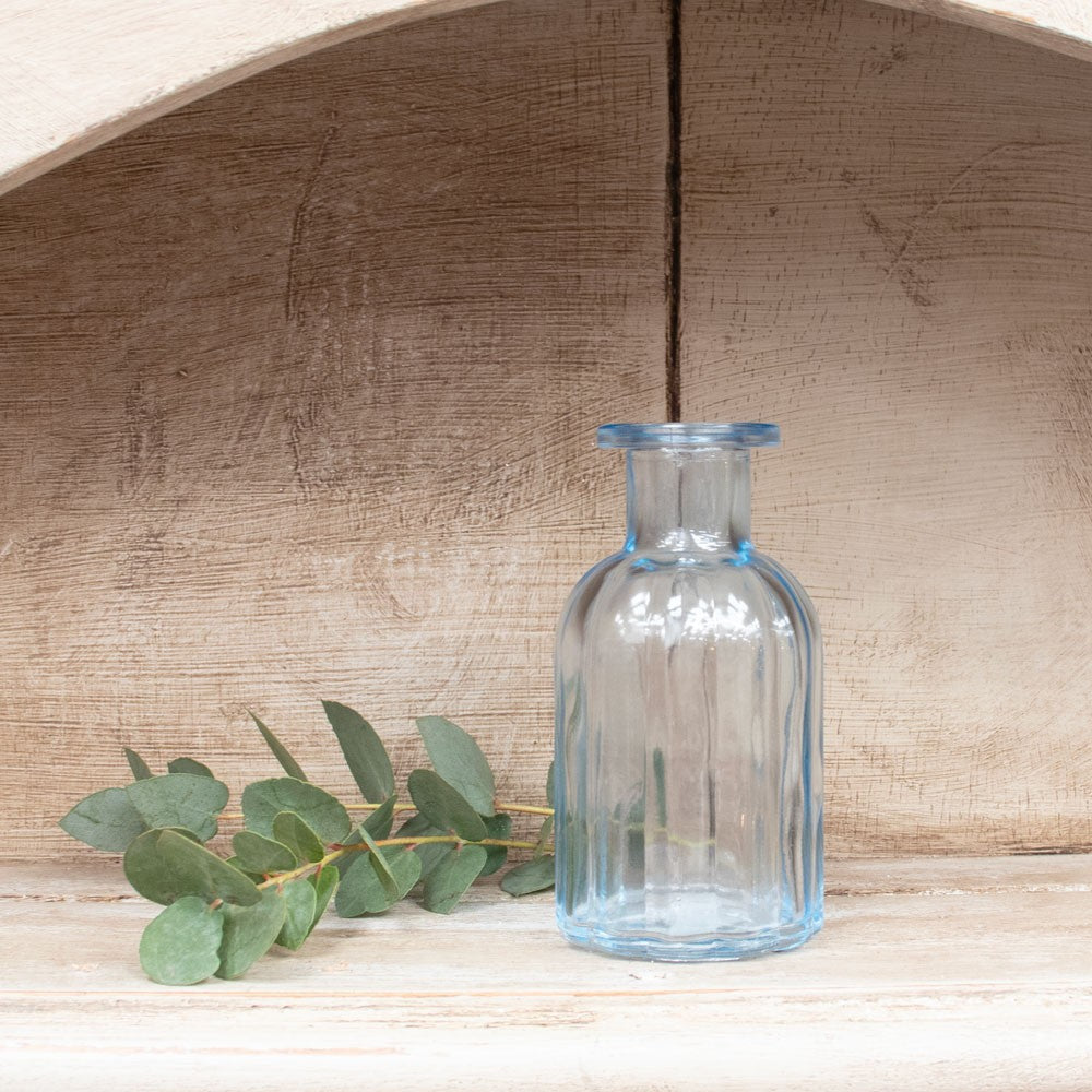 Blue Flora Bottle Glass Vase (10.5cm)