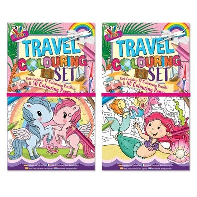 Unicorn and Mermaids Travel Colouring Set