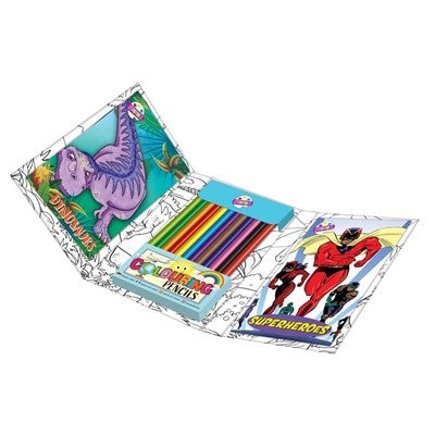 Dinosaur and Superheroes Travel Colouring Set