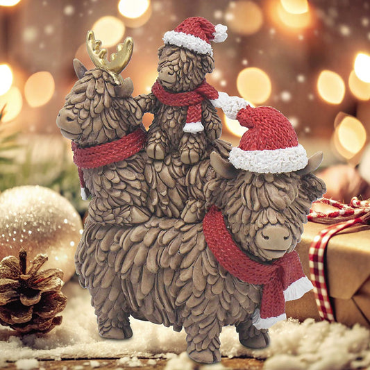 Christmas Highland Cow Family Ornament