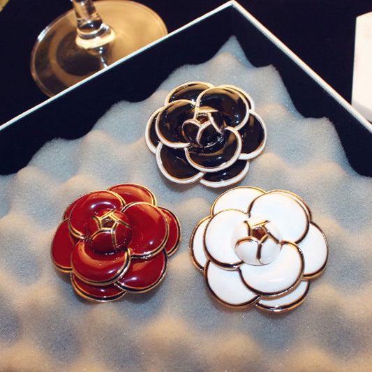 New high-end rose camellia brooch scarf buckle Valentine's Day gift accessories