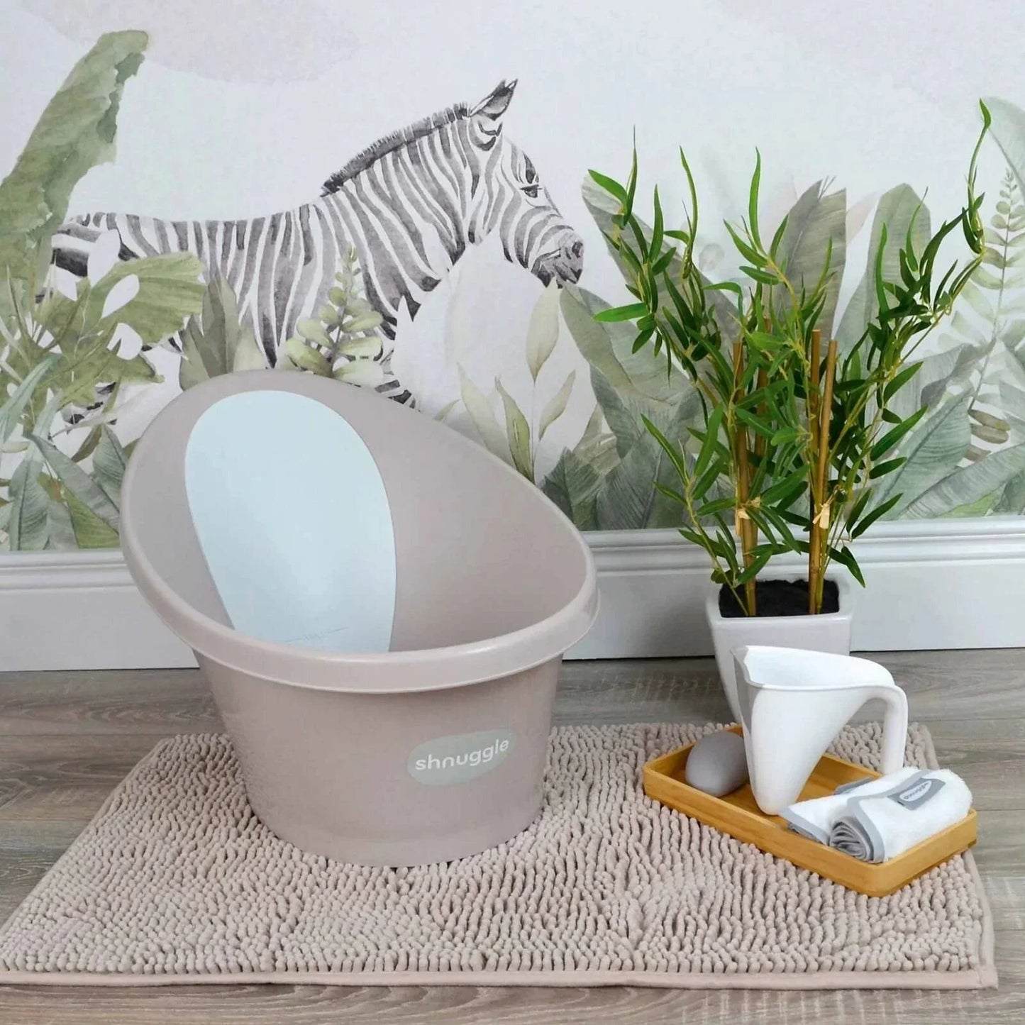 Shnuggle Newborn Baby Bath with Plug - Taupe