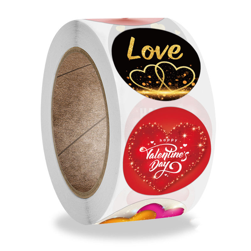 Round Valentine's Day Sticker Love Heart Thank You Gift Decoration Sticker