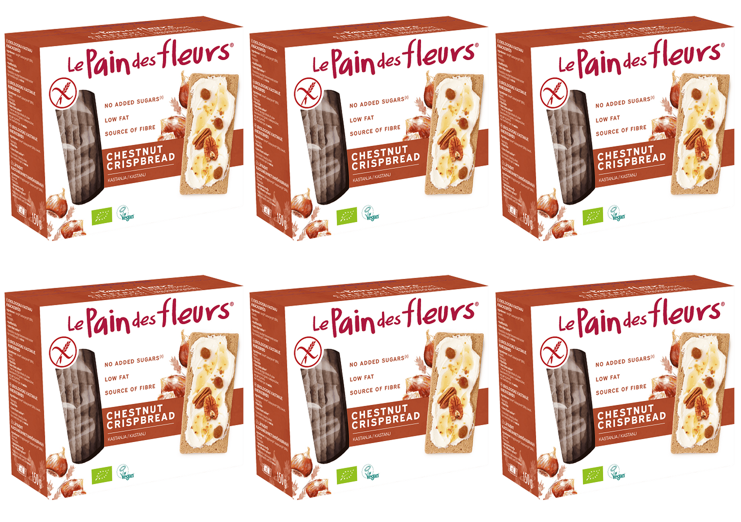 6 x Le Pain Des Fleurs Org Chestnut Flour GF Crispbread - 150g