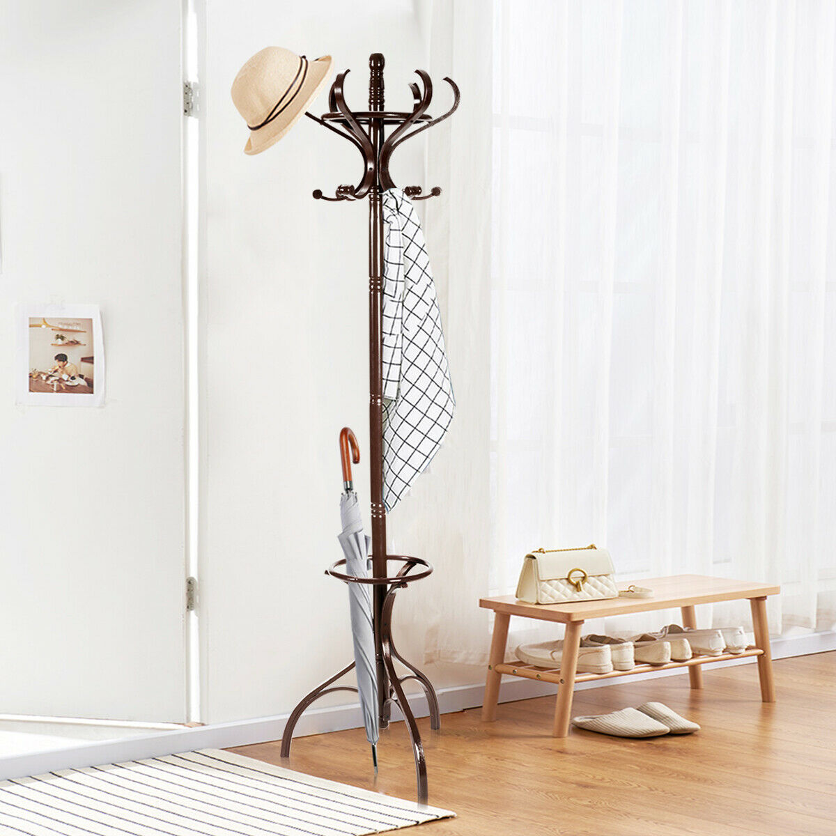 Wooden Coat and Hat Stand-Black