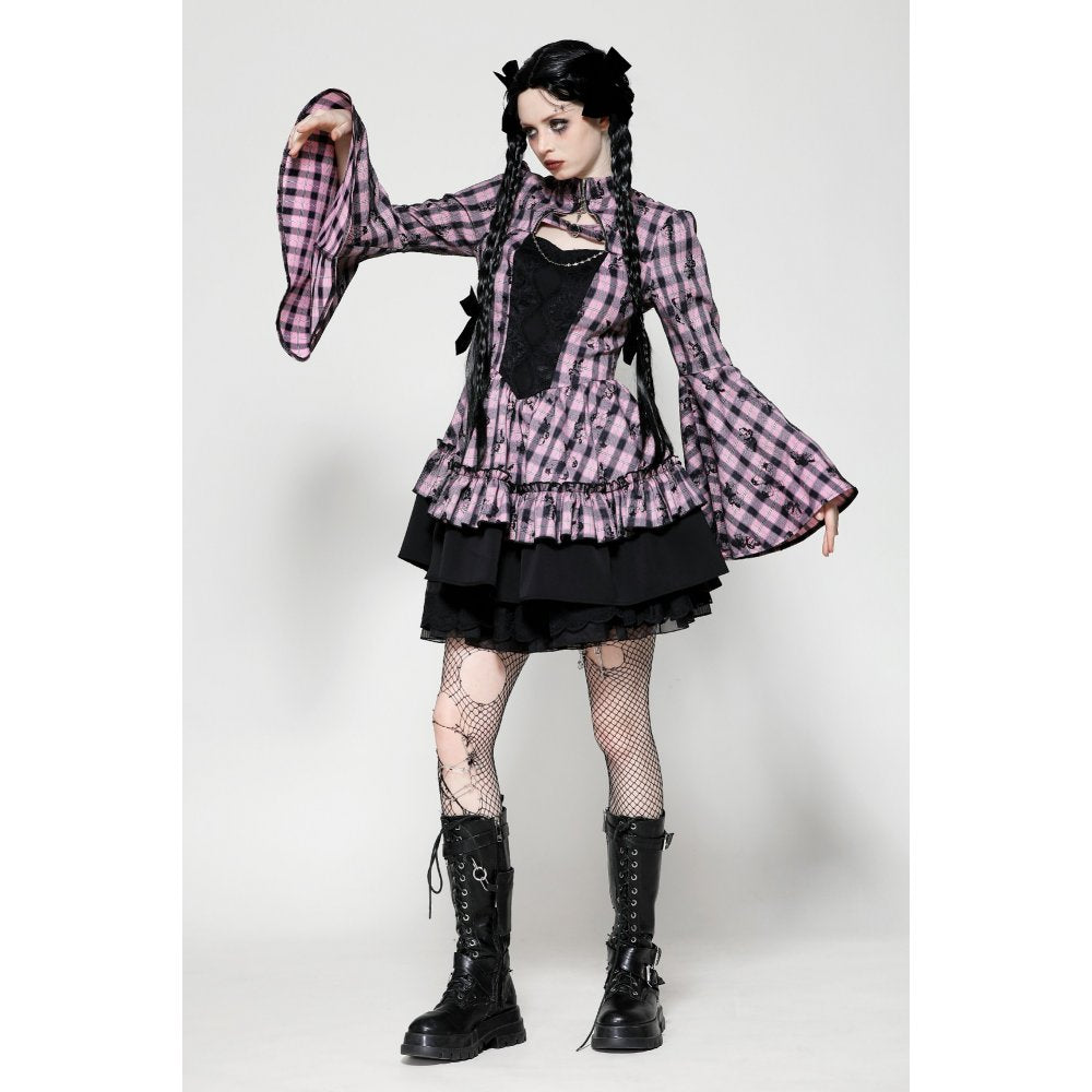 Dark in Love Ellery Big Pink Butterfly Doll Bell-Sleeve Dress