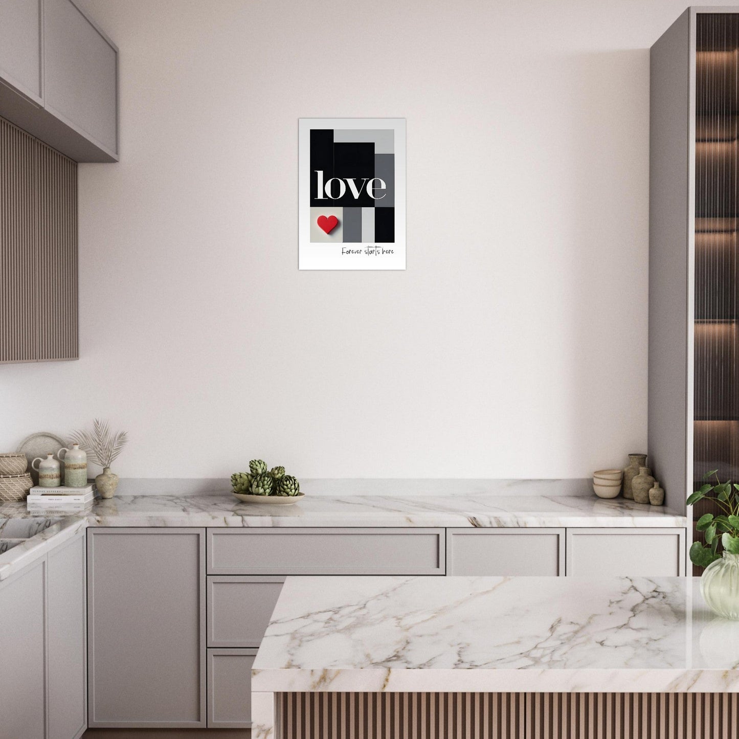 Minimalist Romantic Wall Art - Forever Starts Here Love Poster