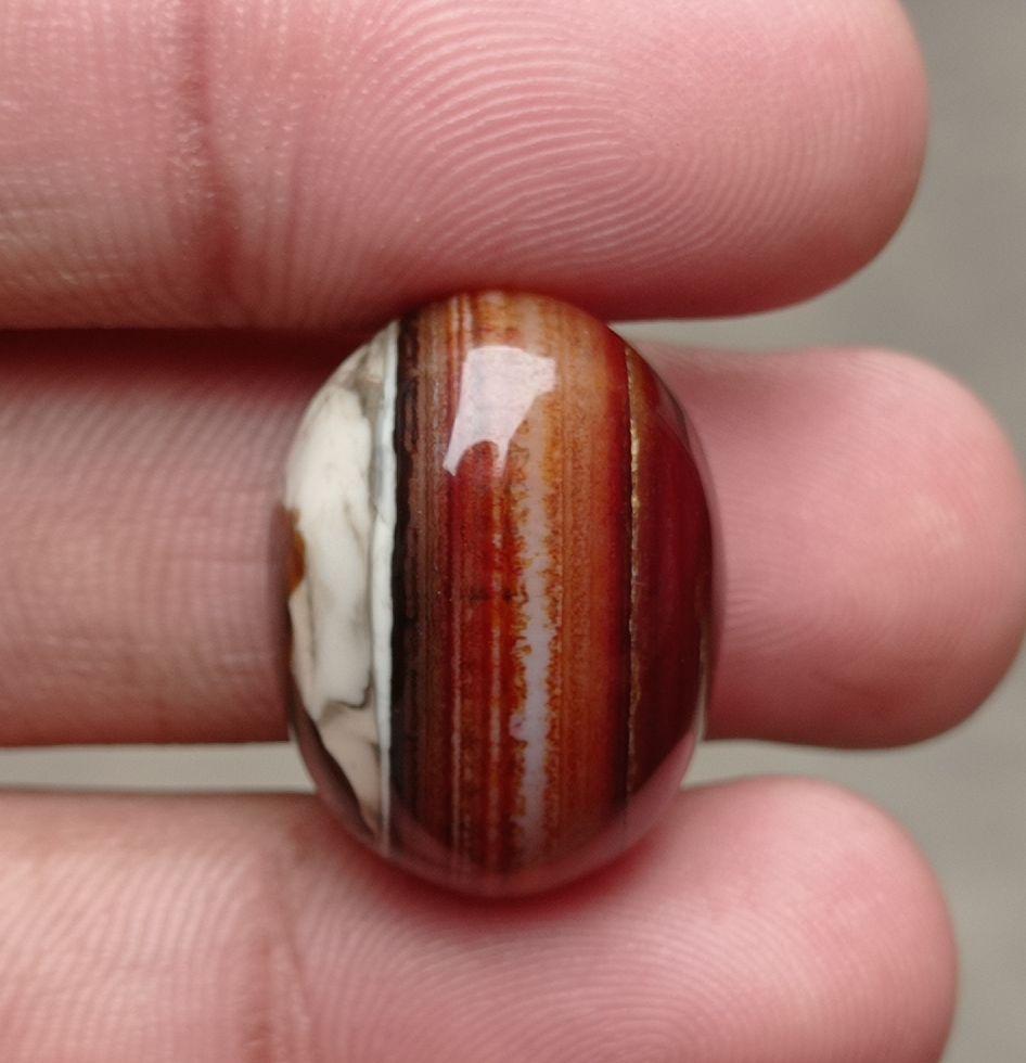 38ct Banded Agate with Wooden Texture - Sulaimani Aqeeq -  24x18x11mm