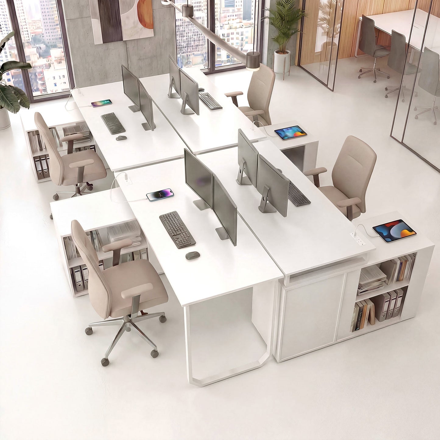 140 cm Reversible L Shaped Desk with 3 Drawers Home Office Desk-Brown