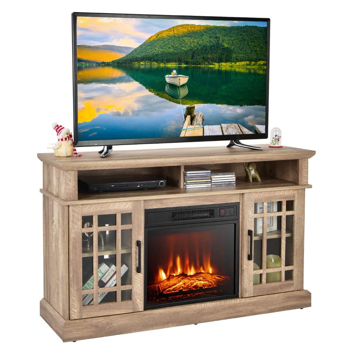 Fireplace TV Stand with 2000w Electric Insert and Remote Control-Black
