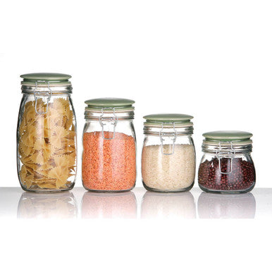 Luca Deli 1500ml Jar With Glass And Green Lid