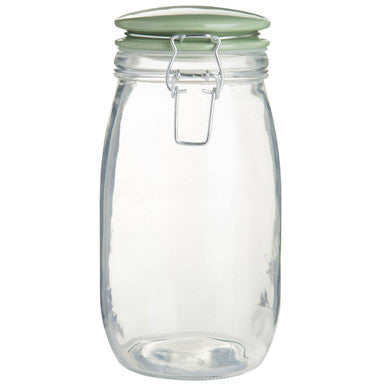 Luca Deli 1500ml Jar With Glass And Green Lid