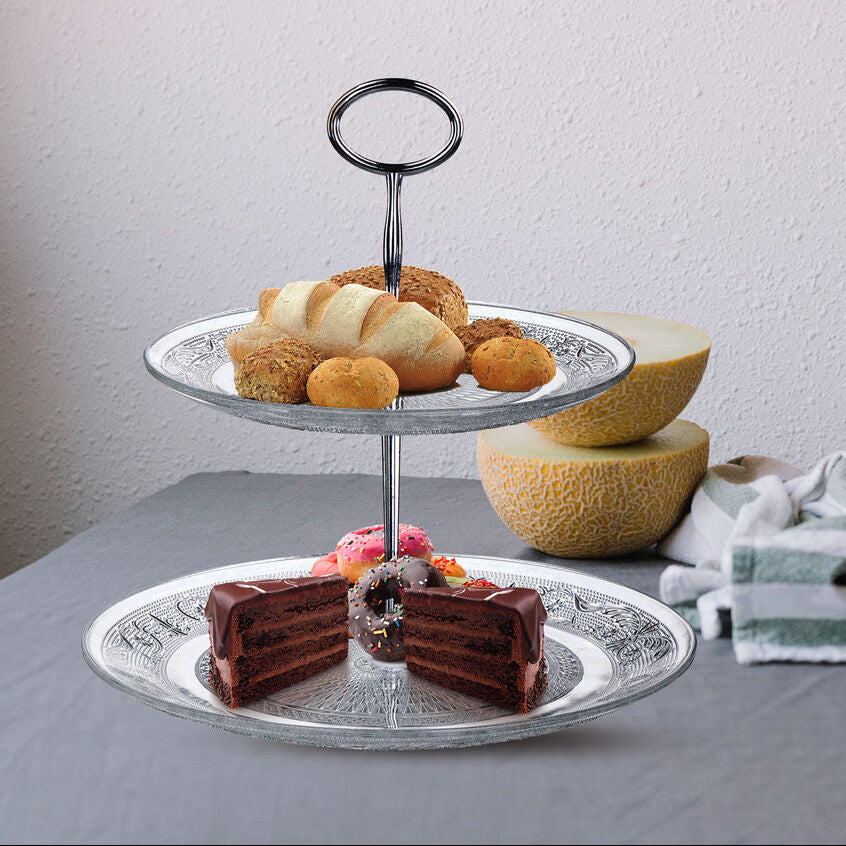Molly Clear Glass 2 Tier Cake Stand