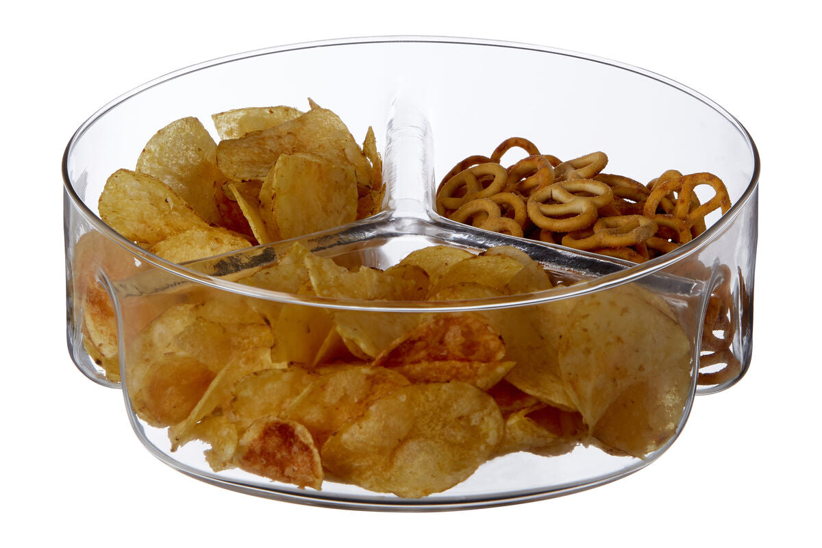 3 Section Equal Sided Glass Serving Dish