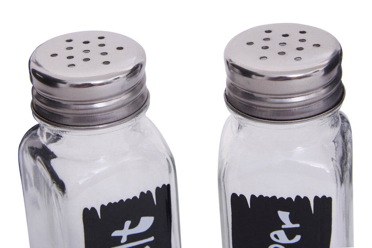 Clr Glass Oil/Vinegar/Salt & Pepper Set In Wire Stand