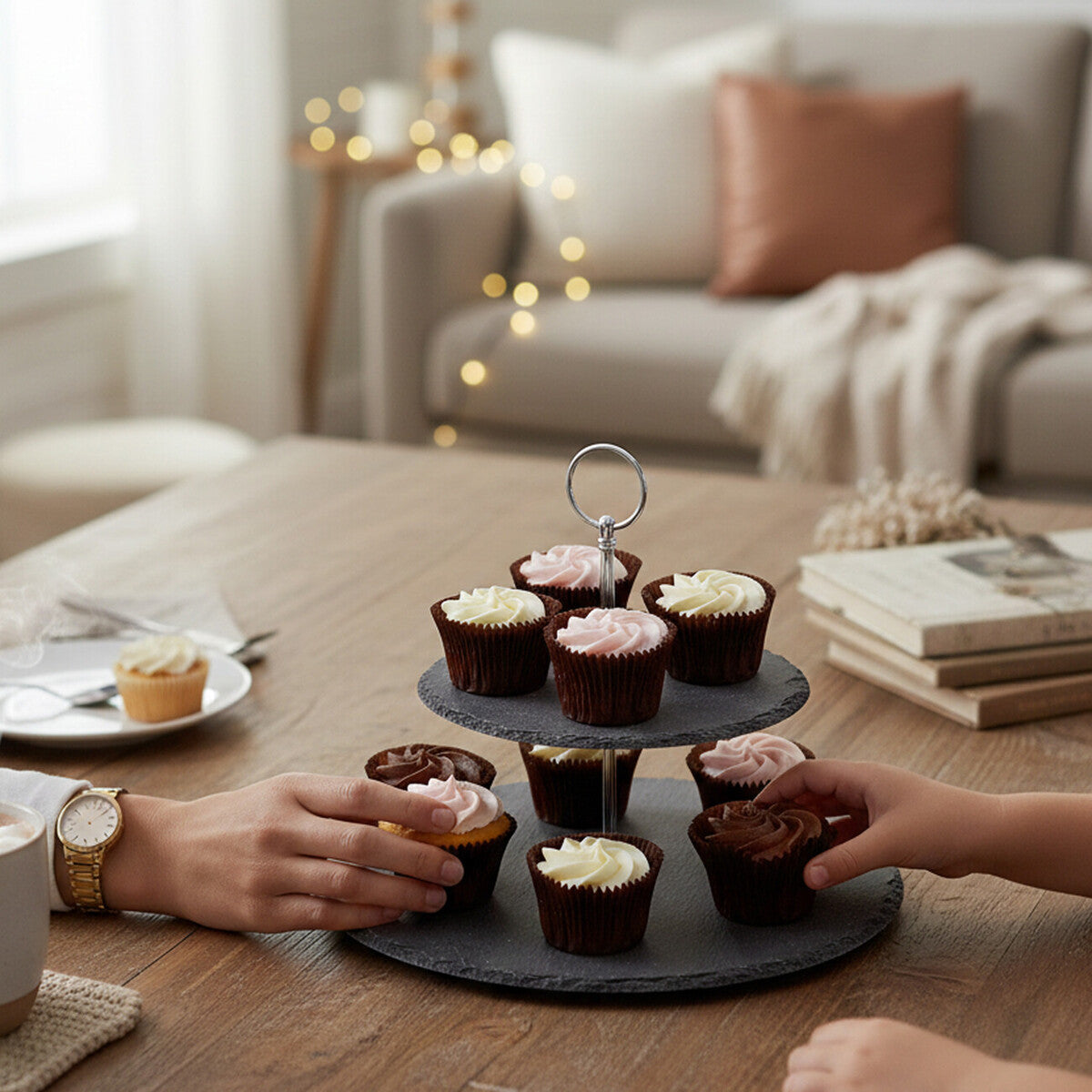 Slate 2 Tier Round Cake Stand
