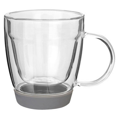 Amari Clear Glass 220ml Mug with Grey Silicone Base